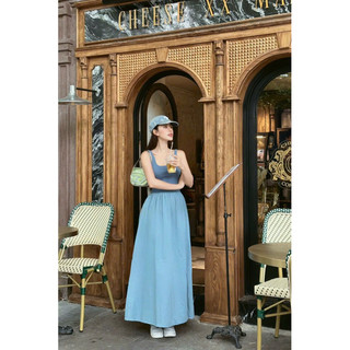 Maxi dây thun phối denim ( Ảnh thật )