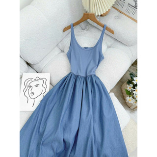 Maxi dây thun phối denim ( Ảnh thật )