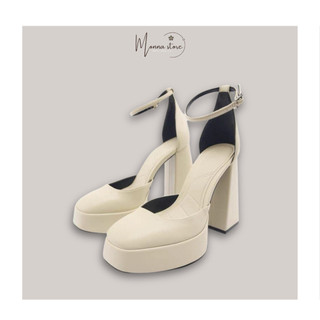 - - giày mary jane khoá cài đế trụ vuông cao 12cm