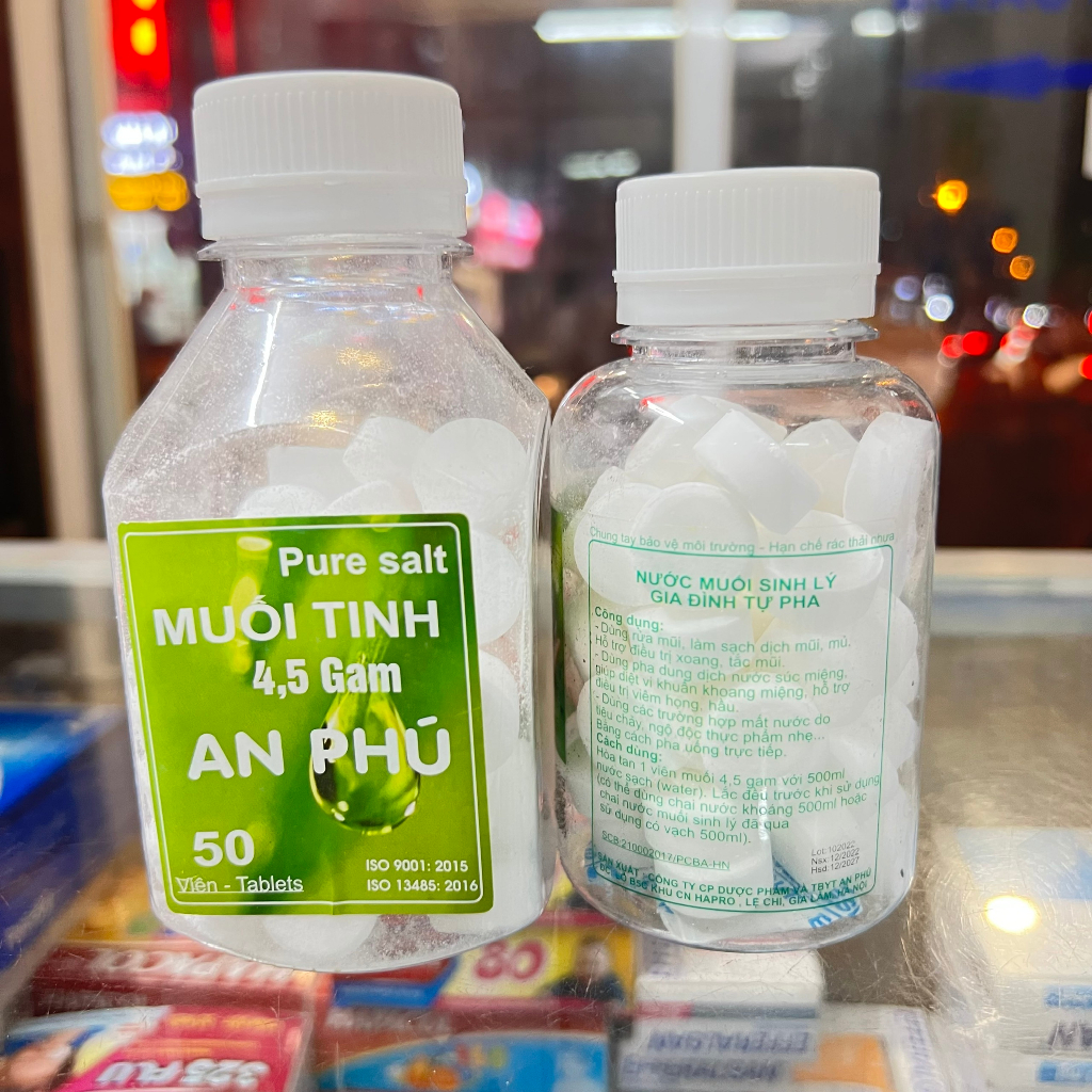 Viên muối tinh Nacl hộp 50 viên pha súc miệng