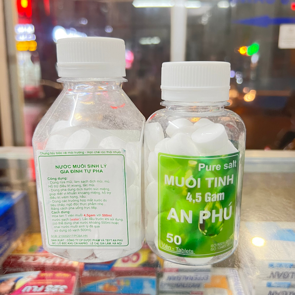 Viên muối tinh Nacl hộp 50 viên pha súc miệng