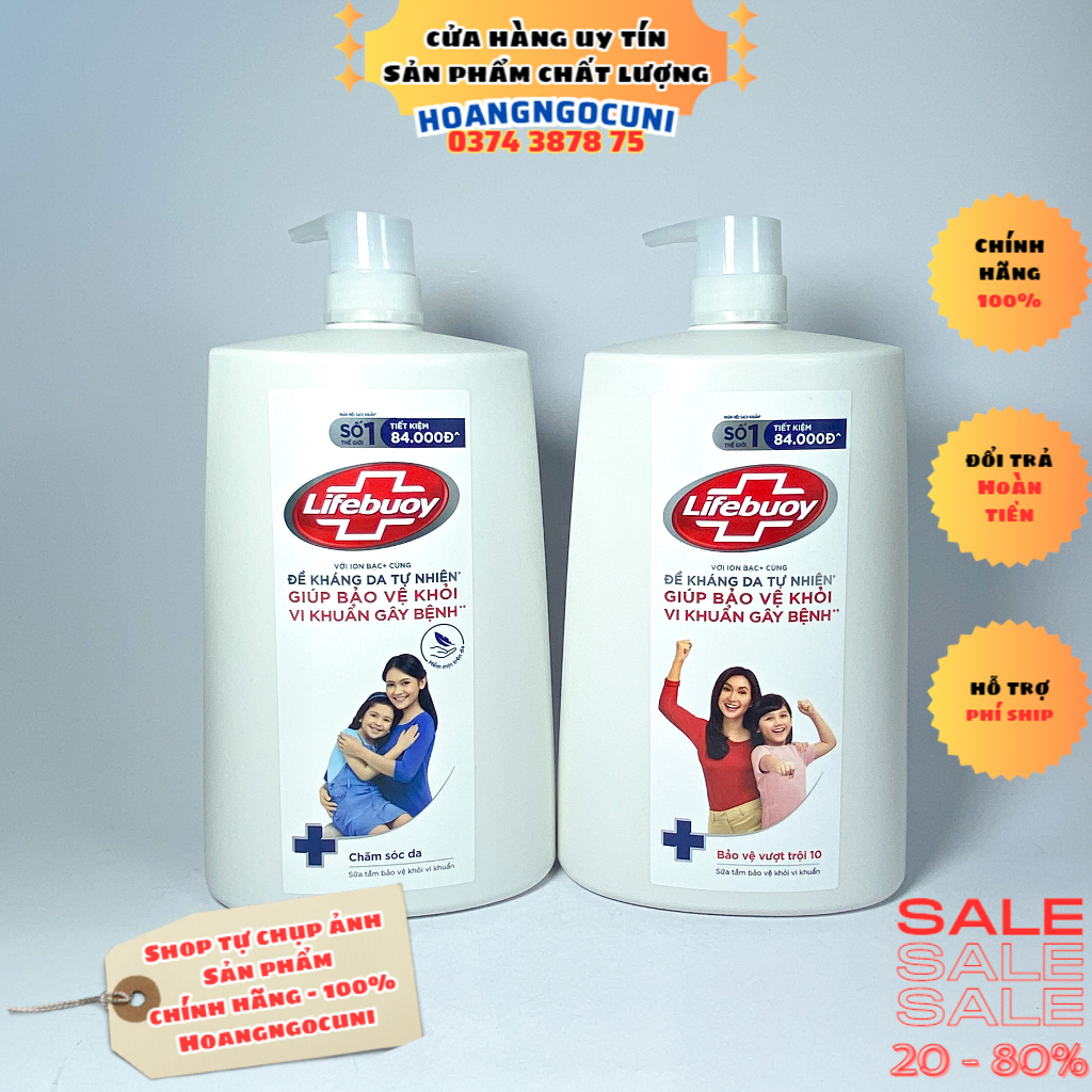 Sữa tắm Lifebuoy tinh chất vitamin chai lớn có vòi  800g đỏ bảo vệ vi khuẩn và xanh dưỡng ẩm da mẫu mới