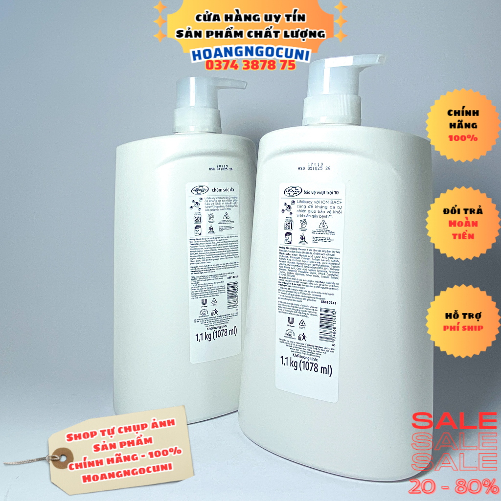 Sữa tắm Lifebuoy chai lớn có vòi 1.1kg đỏ bảo vệ vượt trội và xanh dưỡng ẩm da mẫu mới chính hãng