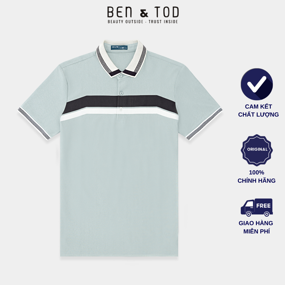 Áo polo nam BEN & TOD R1300BB124 vải thun cotton 100%, nam tính, chỉn chu, sang trọng, thanh lịch, basic