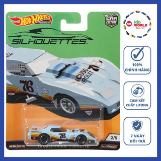 Xe mô hình Hot Wheels Premium Car Culture Silhouettes Series 2019 '76 Greenwood Corvette FYN65, bánh cao su.
