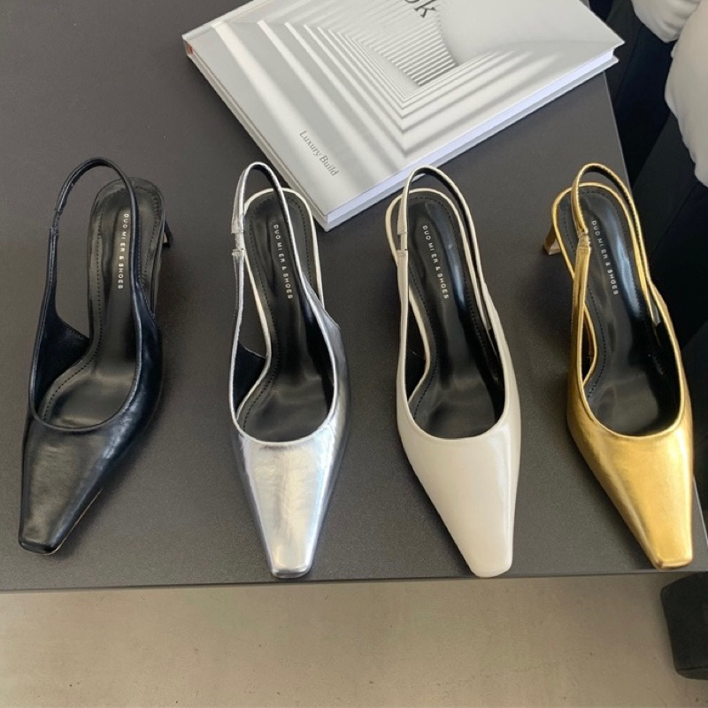 ORDER 🌿 Giày da trơn quai hậu mũi nhọn gót dẹt 5cm 35-39