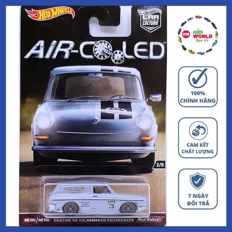 Xe mô hình Hot Wheels Car Culture Air-Cooled Series Custom '69 Volkswagen Squareback DWH75, bánh cao su.