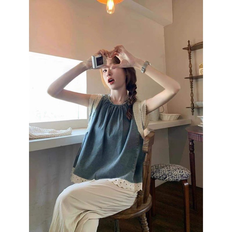 Áo jeans pha voan sát nách Nana21 Nanastore21