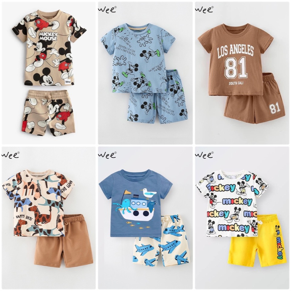 Bộ quần áo cộc bé trai bé gái Malwee Little Maven China chính hãng