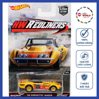 Xe mô hình Hot Wheels Car Culture Redliners Series 2017 '69 Corvette Racer FBX25, bánh cao su.