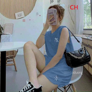 Bộ đồ nữ ba lỗ sát nách quần đùi dáng thể thao chất cotton siêu mát hè, Sét bộ đi chơi nữ tank top
