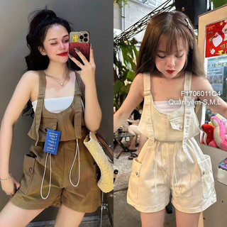 Quần short jean yếm rút dây eo cá tính VIENS STORE