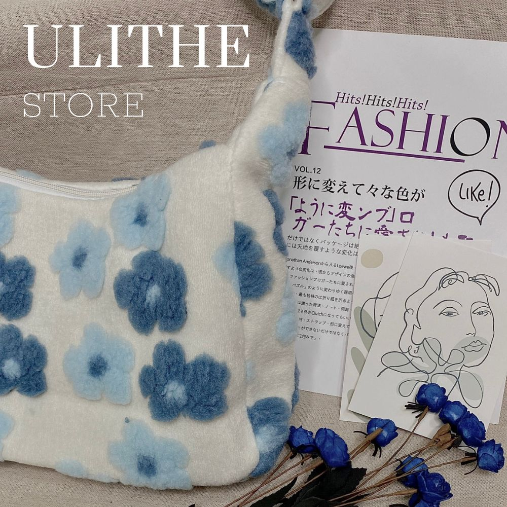 HÌNH THẬT Túi xách nữ tote đeo chéo đeo vai chất lông họa tiết thêu hoa nổi dễ thương phong cách đáng yêu hàn quốc