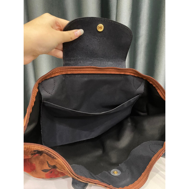 Túi si hiệu LONGCHARM của Pháp nhung hoạ tiết phối da