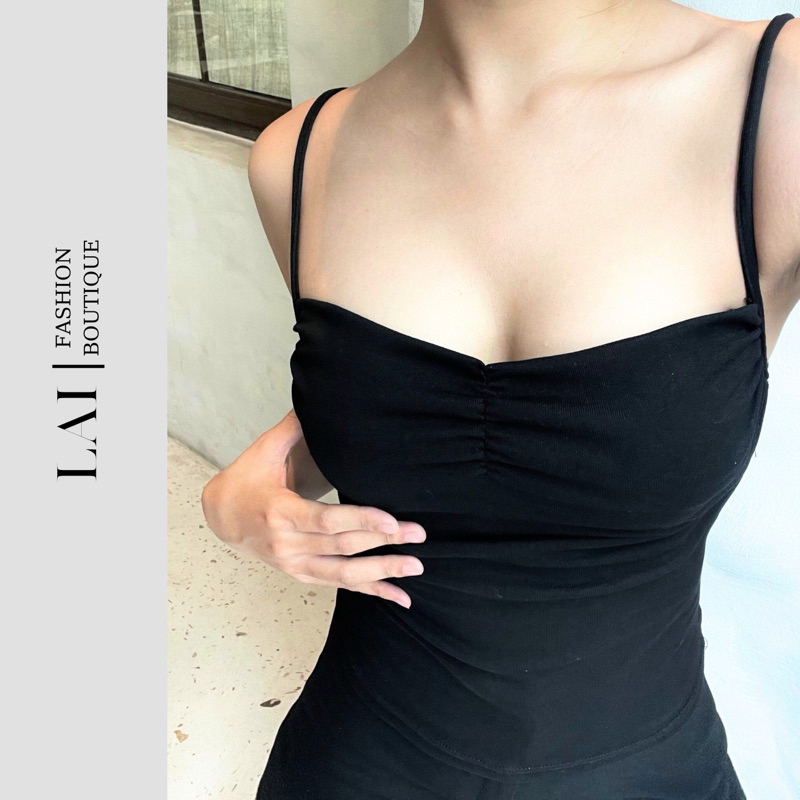 Áo Hai Dây Siêu Co Giãn Ôm Body Không Đệm Mút, Vải Thun Cotton Cao Cấp Nhún Ngực Nữ Tính Dễ Thương Phong Cách Trẻ Trung