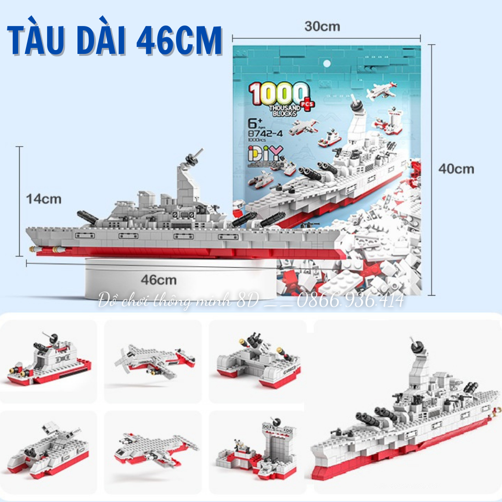 Mô hình lego tàu chiến, tàu sân bay lớn, tàu cứu hỏa 1000pcs - Đồ chơi sáng tạo, phát triển tư duy