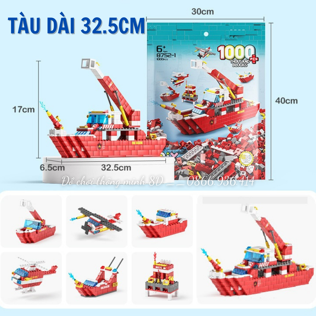 Mô hình lego tàu chiến, tàu sân bay lớn, tàu cứu hỏa 1000pcs - Đồ chơi sáng tạo, phát triển tư duy