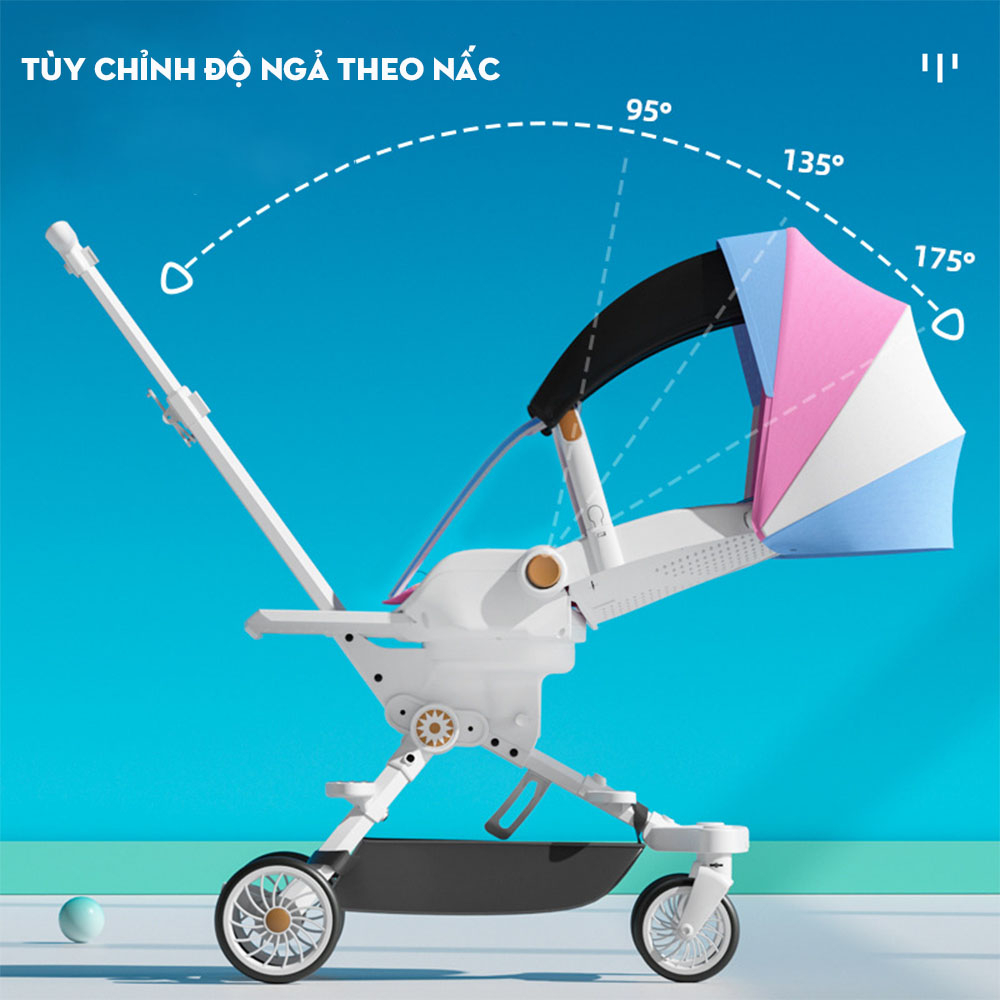 Xe đẩy cho bé HAPAIR cao cấp xoay hai chiều 360 độ có thể gấp gọn, thoáng mát cho bé - Bảo hành 24 tháng