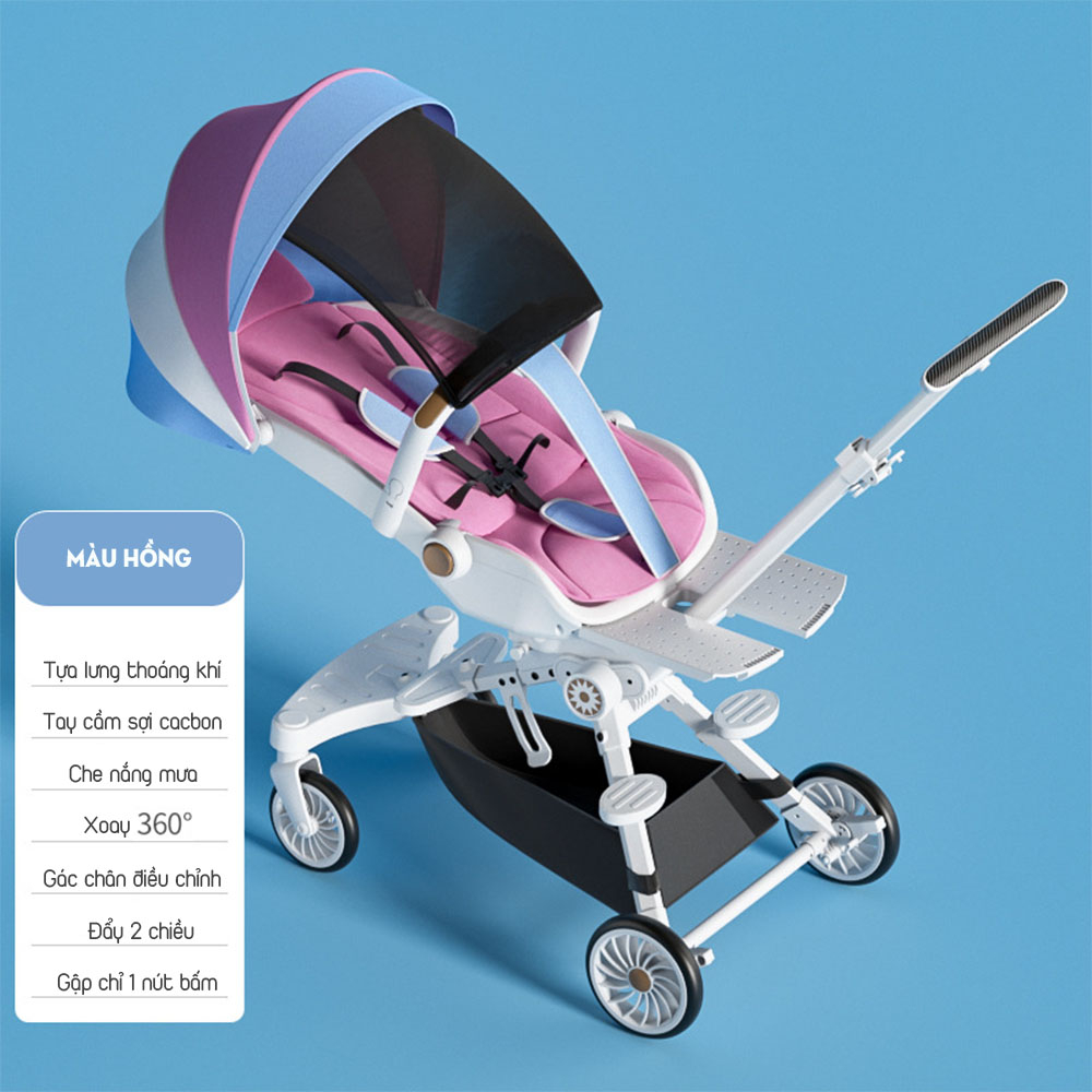 Xe đẩy cho bé HAPAIR cao cấp xoay hai chiều 360 độ có thể gấp gọn, thoáng mát cho bé - Bảo hành 24 tháng