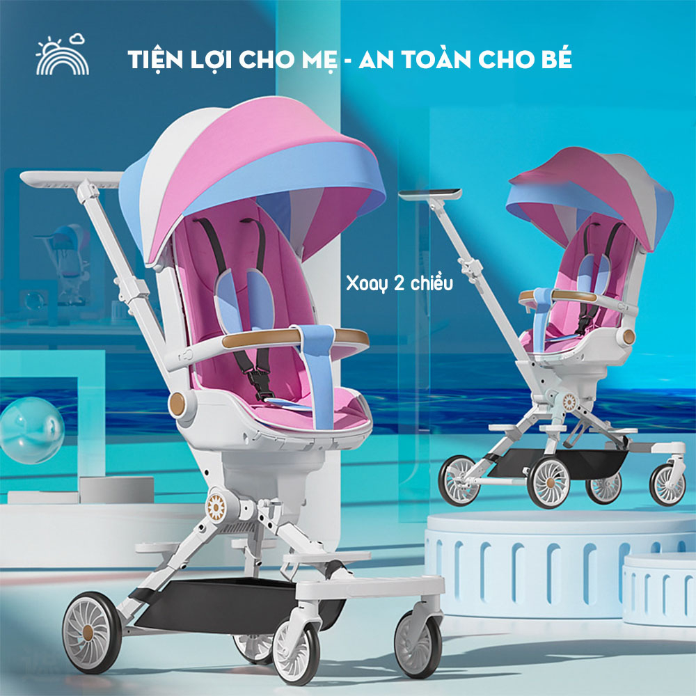 Xe đẩy cho bé HAPAIR cao cấp xoay hai chiều 360 độ có thể gấp gọn, thoáng mát cho bé - Bảo hành 24 tháng
