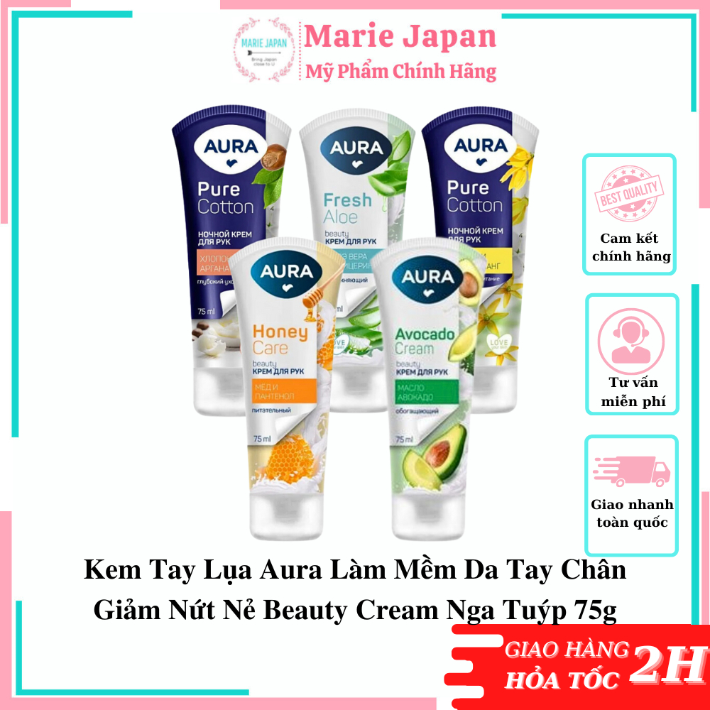 Kem Tay Lụa Aura Làm Mềm Da Tay Chân Giảm Nứt Nẻ Beauty Cream Nga Tuýp 75g