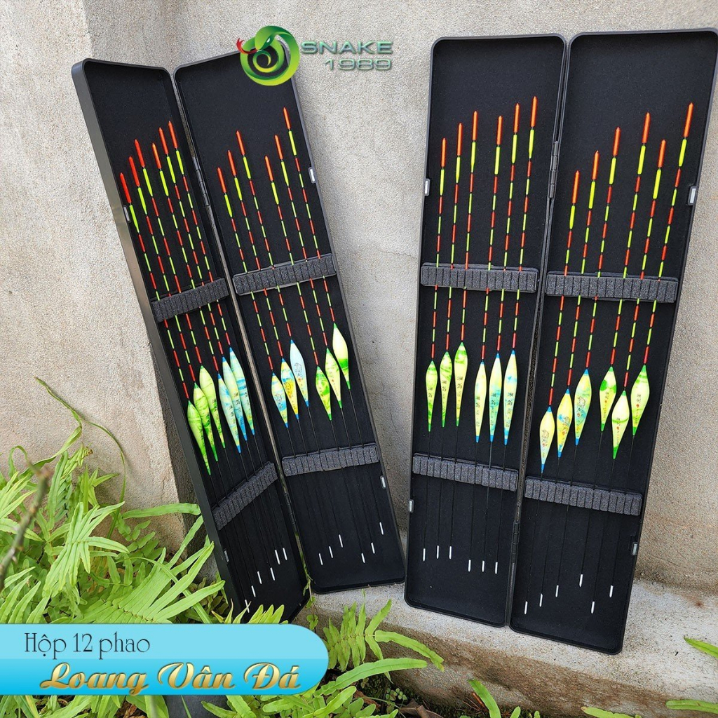 Hộp phao câu đài loang vân đá 12 phao đầy đủ thông số, nhạy cá tín hiệu chuẩn HP11 docaualam