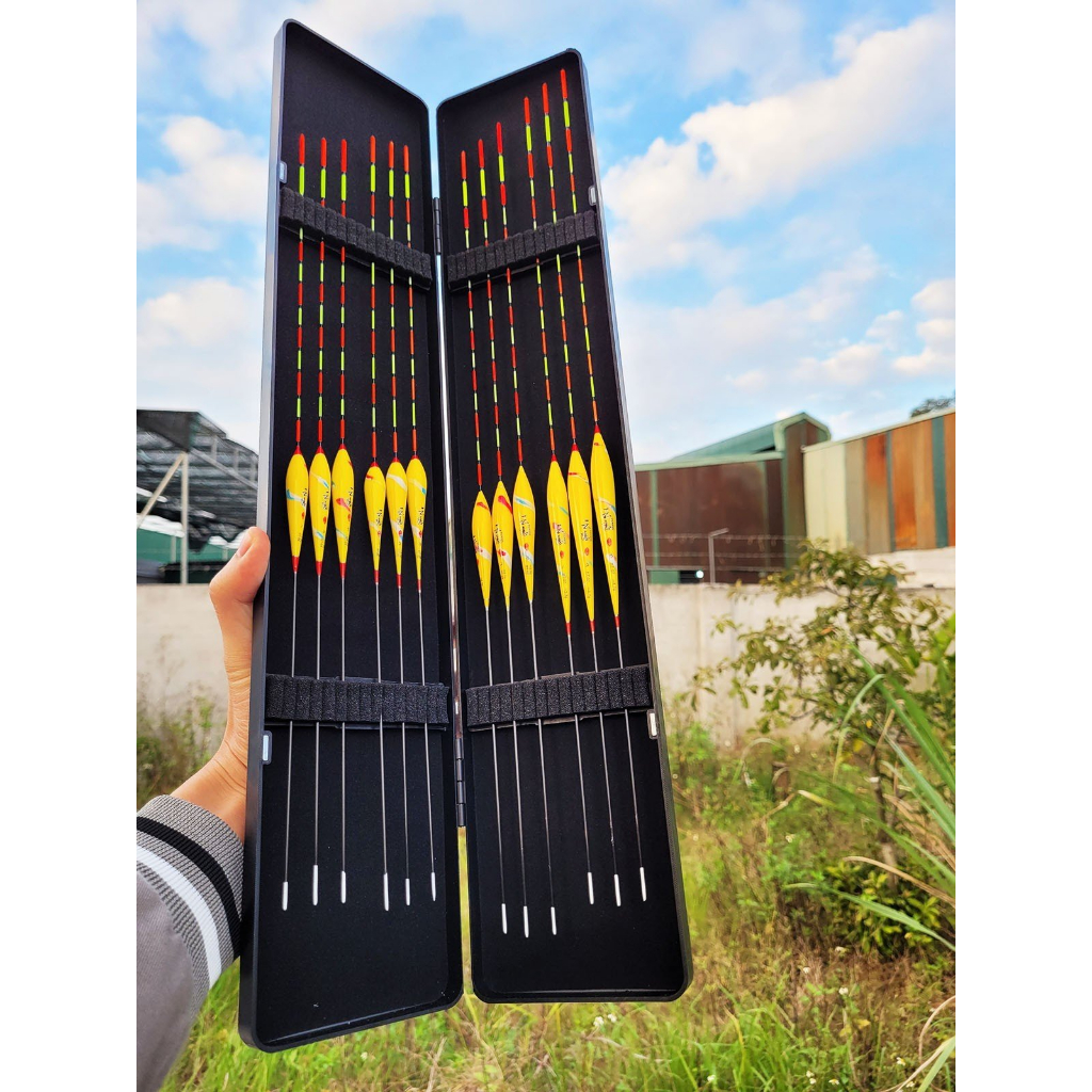 Hộp phao câu đài Nano Hoàng vũ 12 phao đầy đủ thông số, nhạy cá tín hiệu chuẩn HP10 docaualam