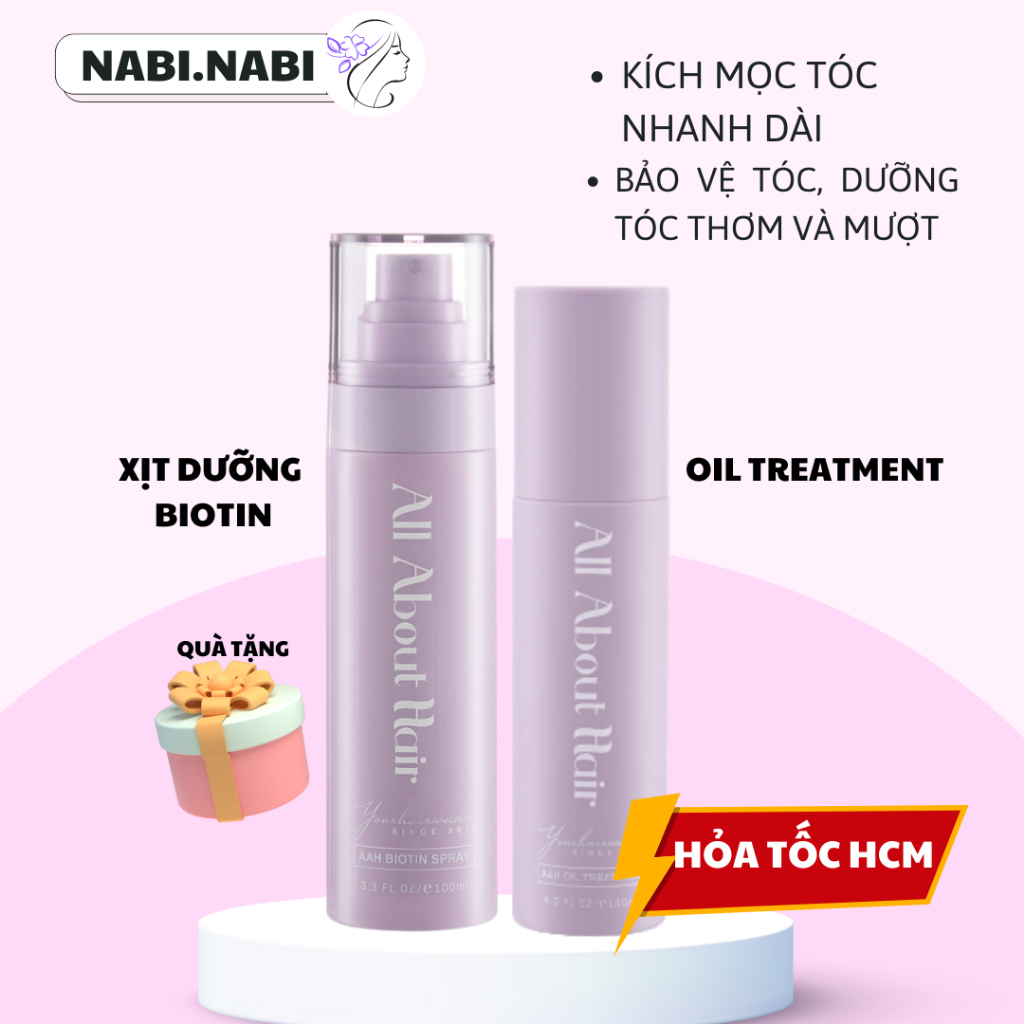 Combo chăm sóc kích mọc tóc, giảm gãy rụng All About Hair, giúp tóc mềm mượt chắc khỏe, phục hồi tóc hư tổn NABI