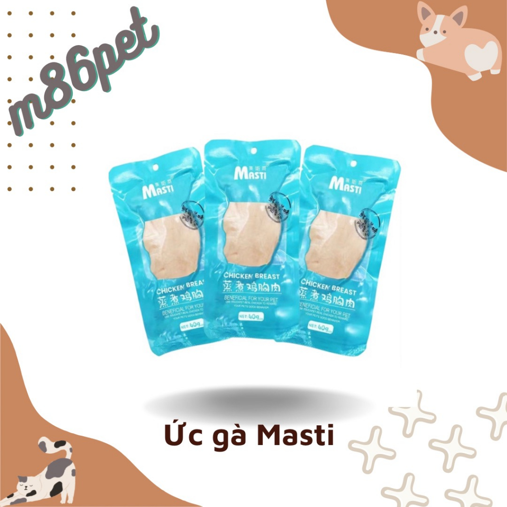 Ức gà hấp masti cho chó mèo 40gr m86pet