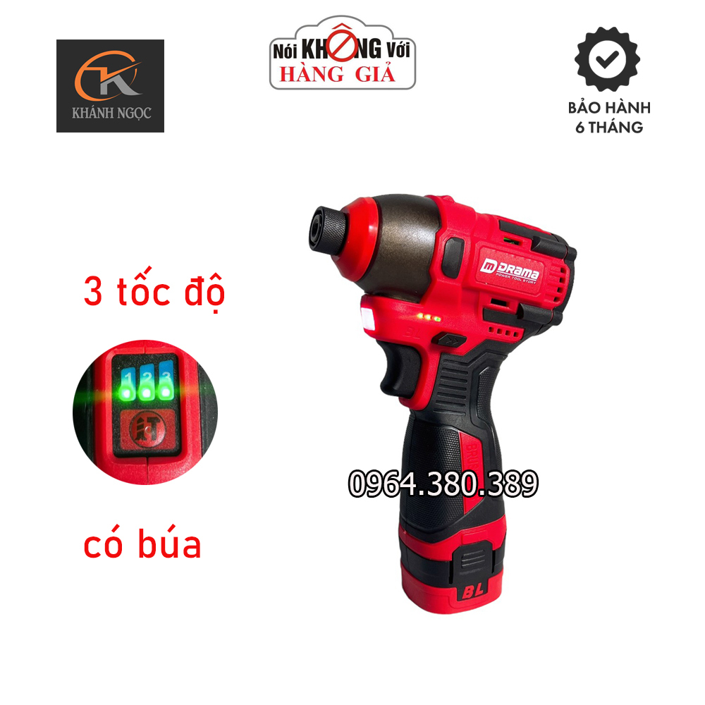 Máy Chuyên Vít Drama D-5818 Có búa - Pin 16,8v động cơ không chổi than - 3 Cấp Chỉnh Lực.