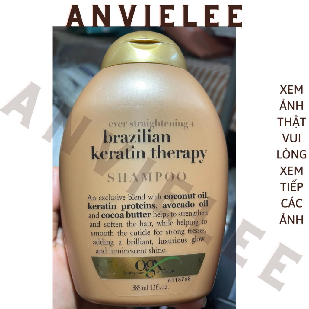 [GỐC 295k] Dầu Gội OGX Ever Straightening + Brazilian Keratin Therapy Vào Nếp Suôn Mượt 385ml