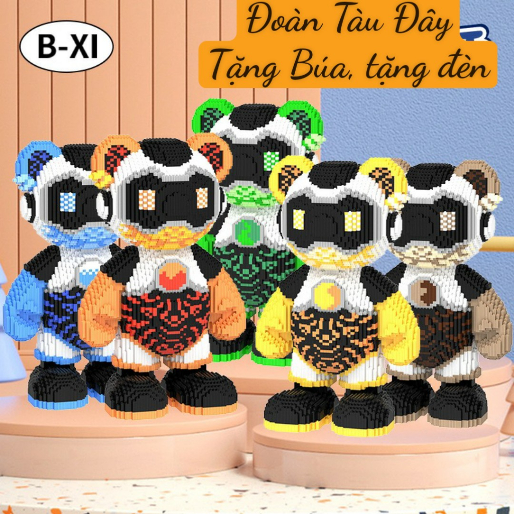 Le.go gấu ngũ hành cỡ đại 51cm, đồ chơi xếp hình gấu ngũ hành, tặng búadèn lắp ghép cao cấp, quà tặng trưng bày siêu đẹp