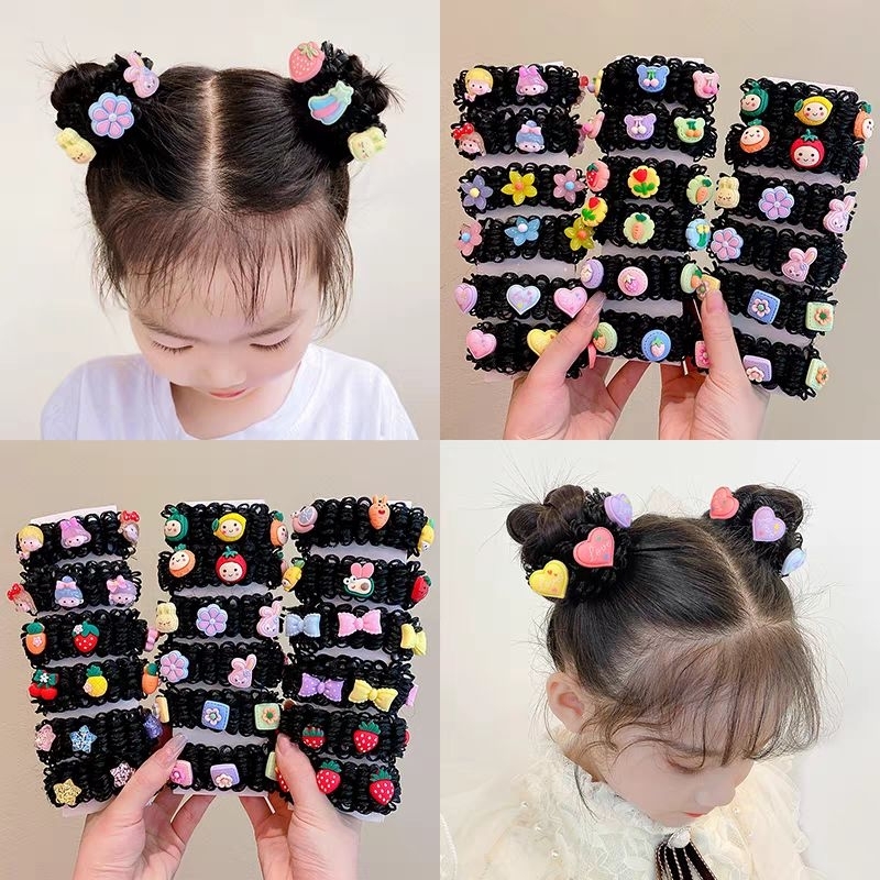 Sét 2 dây buộc tóc giả , búi tóc giả cho bé