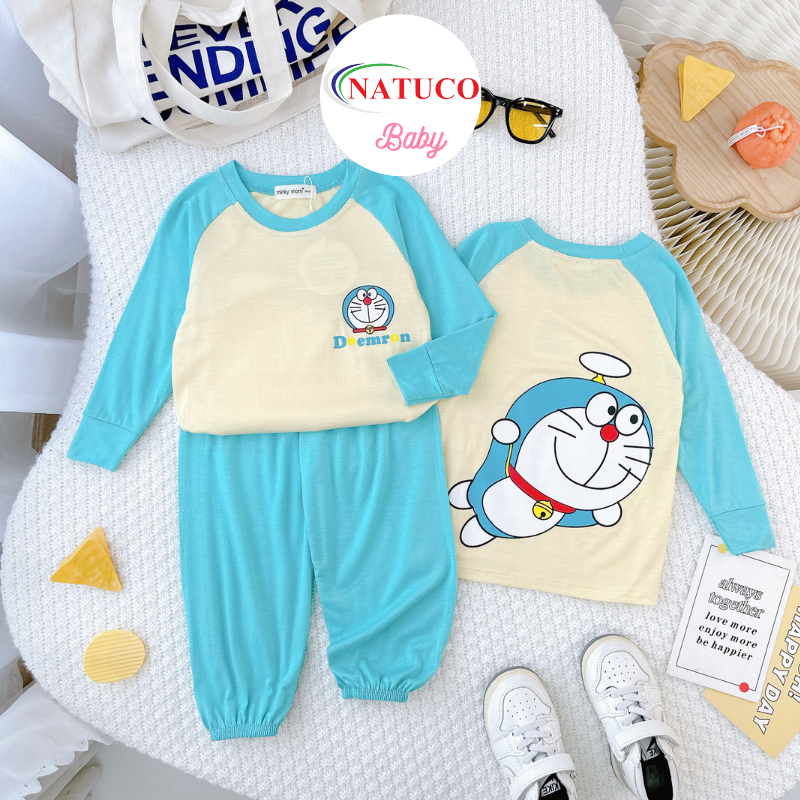 Bộ Quần Áo Trẻ Em Dài Tay Minky Mom Cho Bé Trai, Bé Gái 8-27 Kg Vải Thun Lạnh Cho Bé Mặc Ngủ Máy Lạnh - TD-IN102