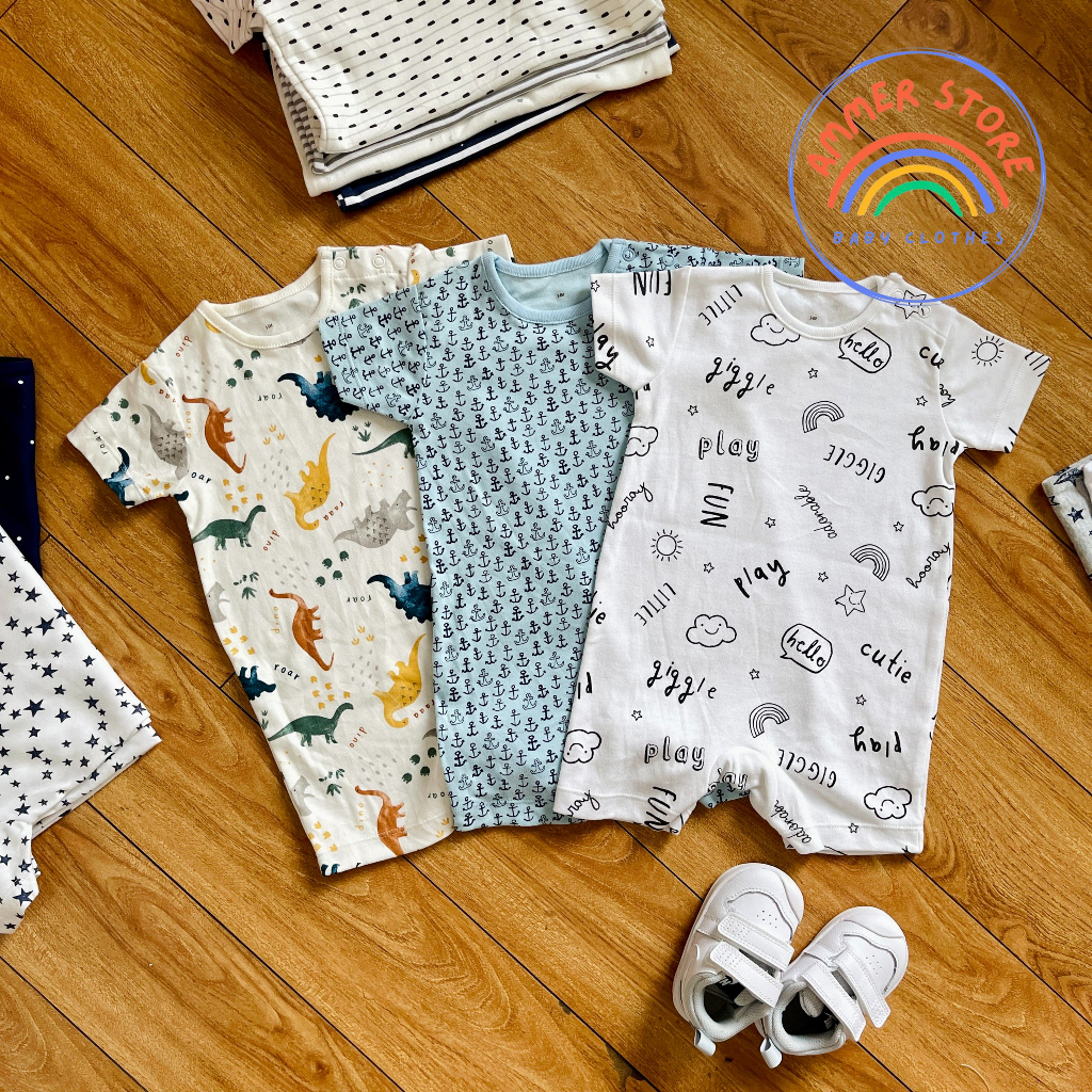 Set 3 body đùi xuất dư cho bé trai, bé gái, chất liệu cotton organic Ammer