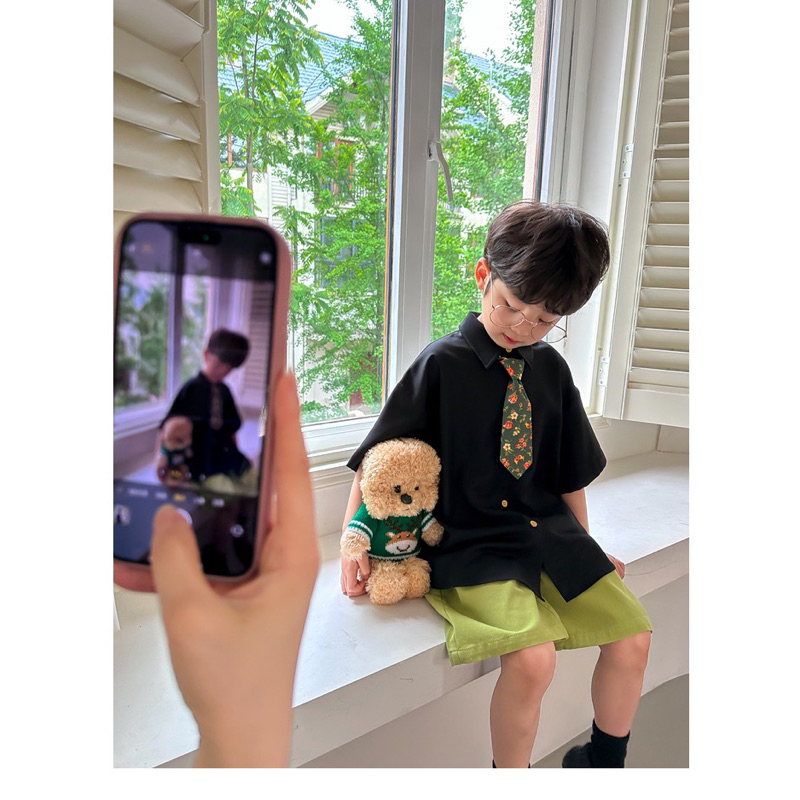 Bộ sơmi cà vạt hoa K480