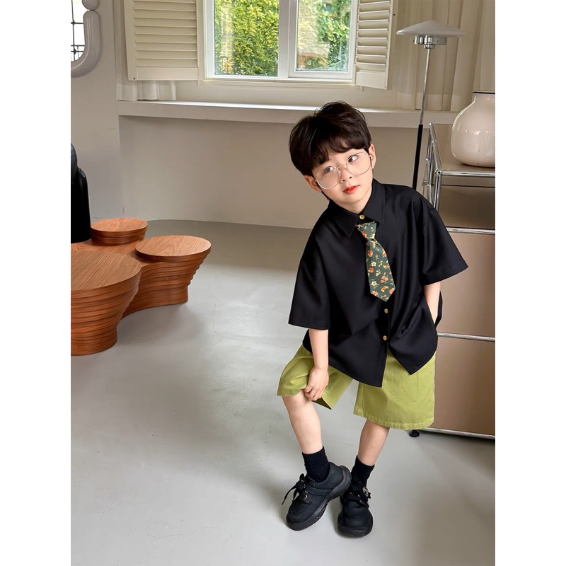 Bộ sơmi cà vạt hoa K480