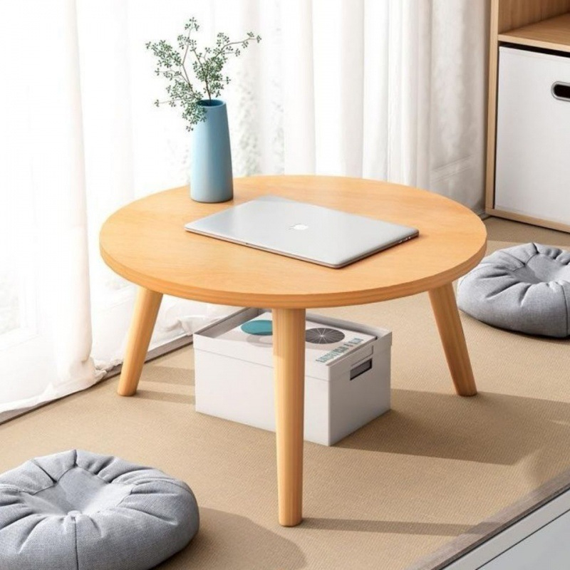 Bàn trà sofa tròn ngồi bệt mini 50x50x26 chân gỗ decor phòng ngủ siêu xinh