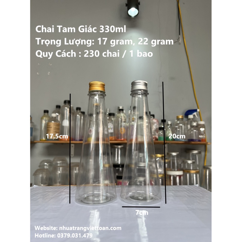 Set 50 Chai tam giác kèm nắp nhôm/nhựa
