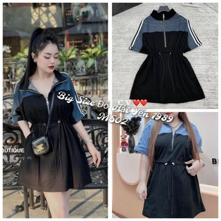 Đầm Sơ Mi Jean Phối Thun Big Size (55kg đến 100kg) MS02