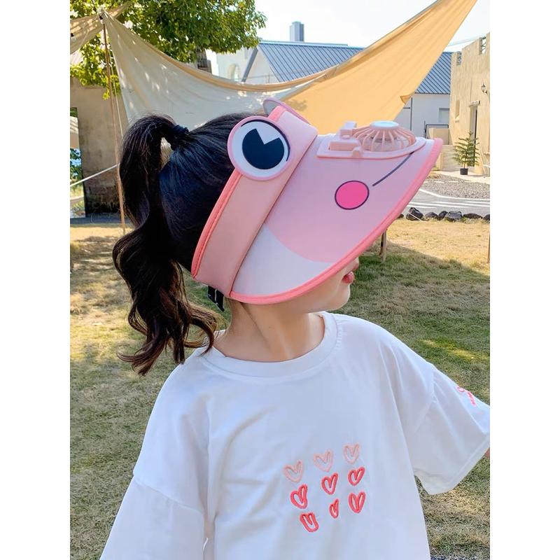 Mũ hở chóp vành rộng quạt điện cho bé trai bé gái từ 2-10 tuổi có dây sạc đi kèm