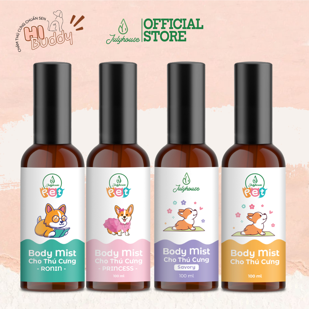 Bodymist xịt thơm khử mùi cho chó mèo JULYHOUSE dưỡng da lông, thơm lâu hương nước hoa