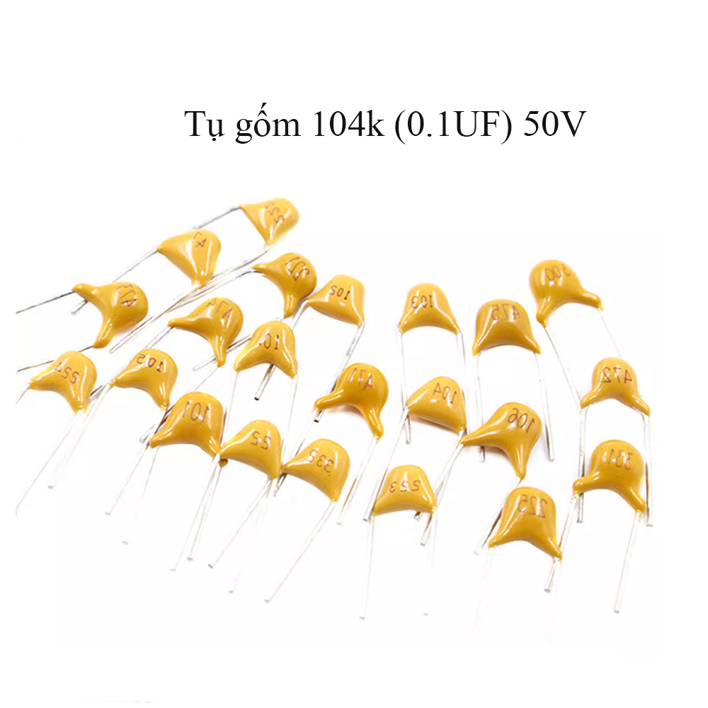 10 Chiếc 50V 104 100nF 0.1uF  5.08mm Tụ sứ vàng  Loại đẹp