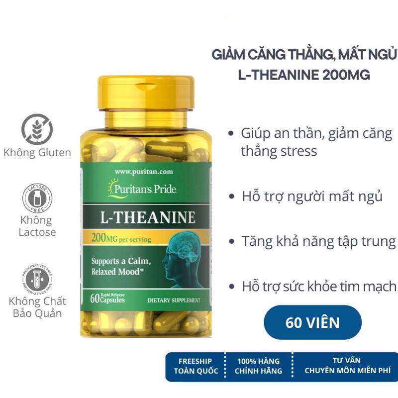 [Date 8/26] Viên uống giảm căng thẳng, bổ não, mất ngủ L-Theanine 200mg Puritan's Pride