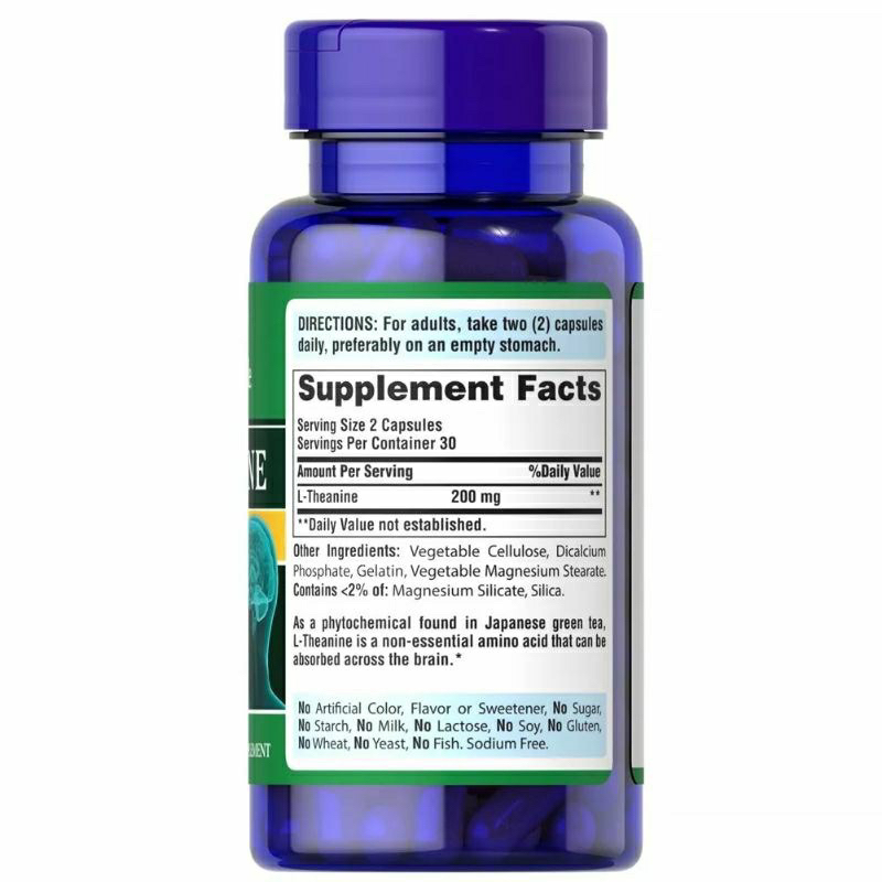 Viên uống giảm căng thẳng, bổ não, mất ngủ L-Theanine 200mg Puritan's Pride
