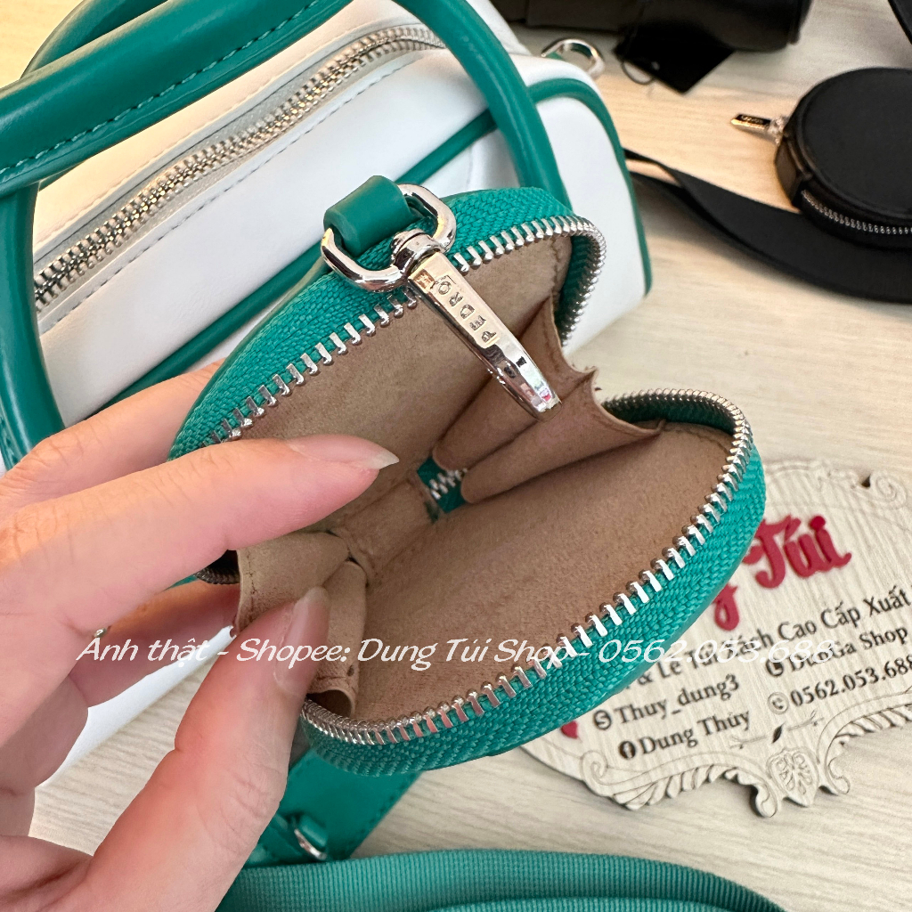 Túi nữ quai xách + đeo chéo size 26  dáng hình thang bầu có ví tròn PW2-66390004 full màu