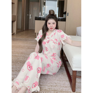 Đồ Bộ Pijama Nữ Tay Ngắn Quần Dài Mặc Nhà Xốp Đũi freesize 40-60kg - Chun's Sleepwear