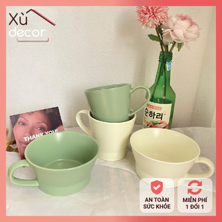 Cốc sứ đơn sắc phong cách Nhật bản, men bóng lì cao cấp, chất sứ dày dặn, màu sắc hiện đại