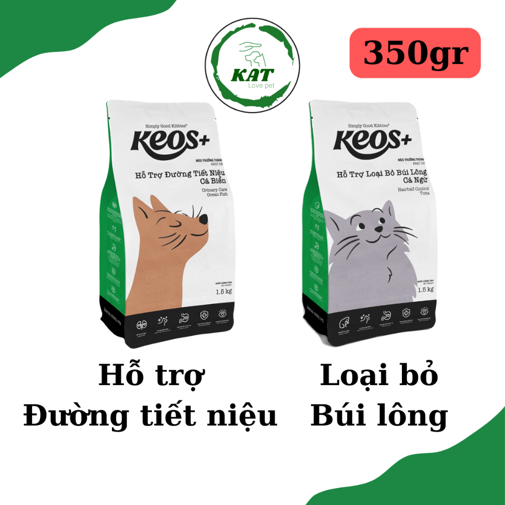 Hạt thức ăn cho mèo trưởng thành KEOS - Loại bỏ búi lông, hỗ trợ tiết niệu - KAT Store