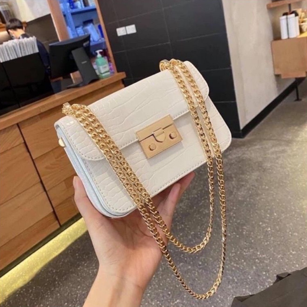Túi xách nữ, túi đeo chéo khoá miu da rắn mini K01